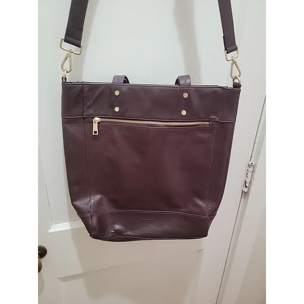 Authentic RACHEL ROY burgundy leather Medium laptop tote bag purse EUC